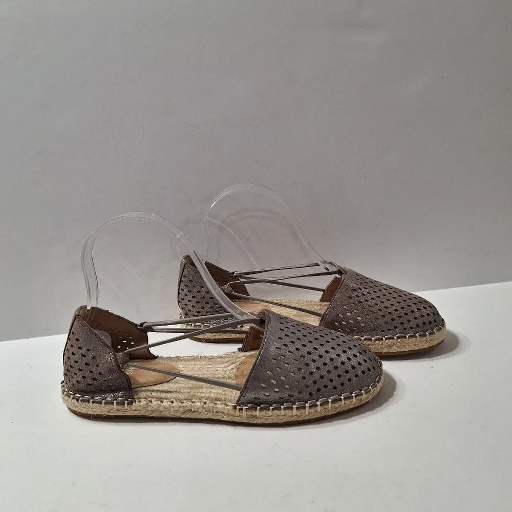 Eileen Fisher (NEW) Leather Mica Quiet Luxury Metallic Lee 2 Espadrille Shoes 6
